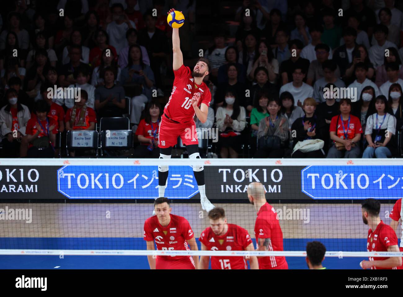 West Japan General Exhibition Center, Fukuoka, Giappone. 8 giugno 2024. Bartosz Bednorz (POL), 8 GIUGNO 2024 - pallavolo : FIVB Volleyball Nations League 2024 - turno preliminare maschile tra Polonia - Brasile al Centro esposizioni generale del Giappone Occidentale, Fukuoka, Giappone. Crediti: Yohei Osada/AFLO SPORT/Alamy Live News Foto Stock