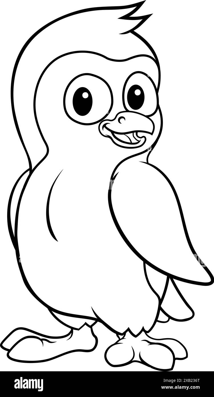 Pinguino Bird coloring Cartoon Wildlife Mascot Illustrazione Vettoriale