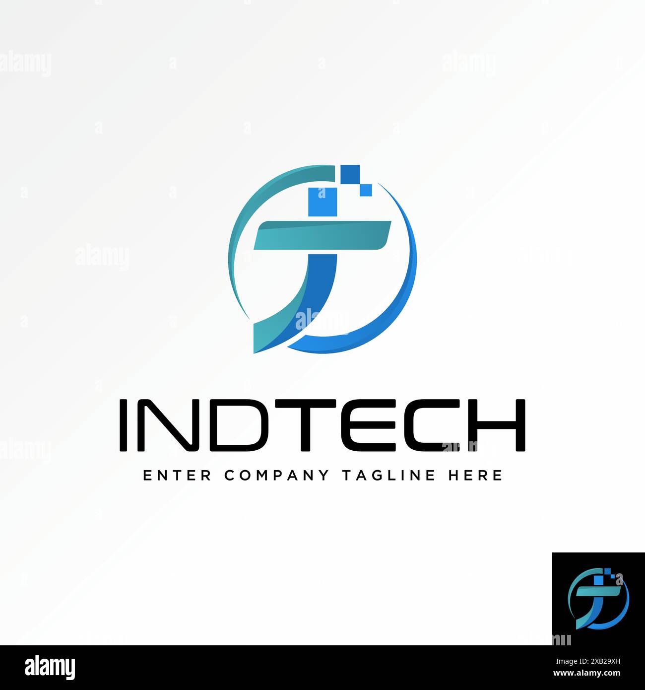 Design del logo concetto grafico materiale vettoriale originale lettera iniziale T o JT cerchio cerchio marchio tecnico quadrato. Branding tipografico monogramma correlato Illustrazione Vettoriale