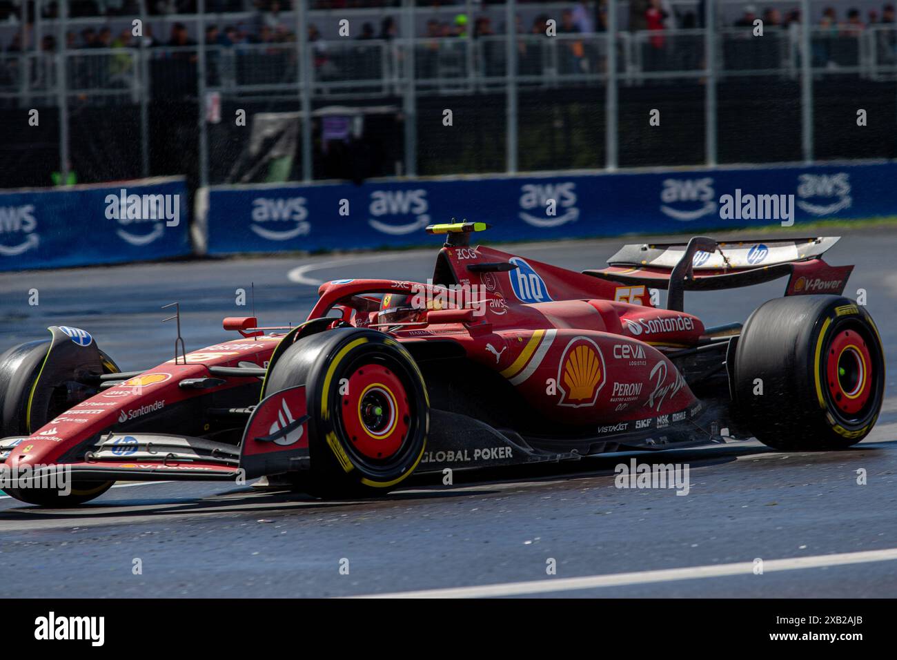 Montreal, Canada. 9 giugno 2024. Carlos Sainz Jr. Di Spagna alla guida della Scuderia Ferrari SF-24 Ferrari (55), durante il GP du Canada, Formula 1, sul circuito Gilles Villeneuve. Crediti: Alessio Morgese/Alessio Morgese/Emage/Alamy live news Foto Stock