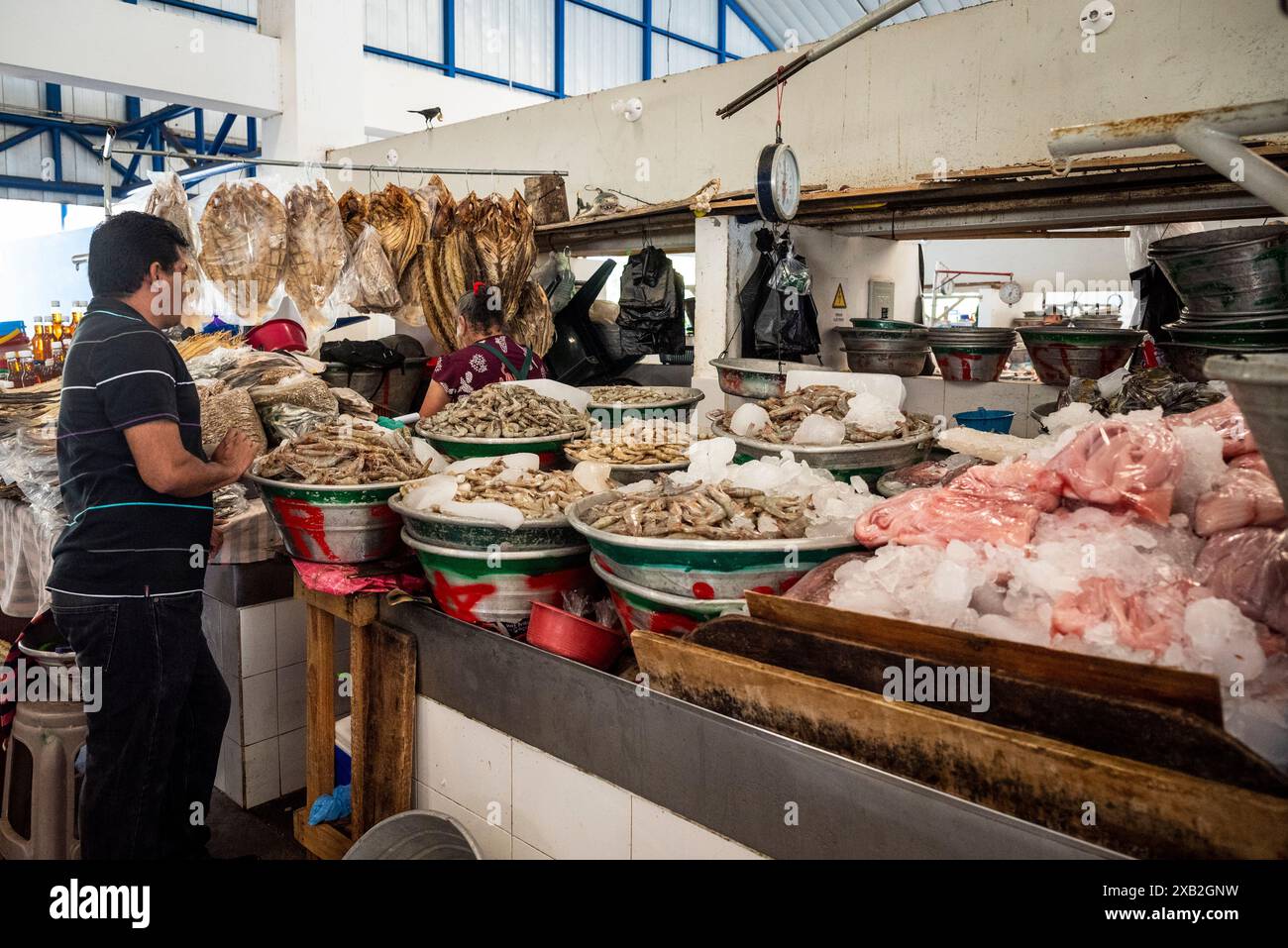 Mercato del pesce a la Libertad, una città in El Salvador Foto Stock