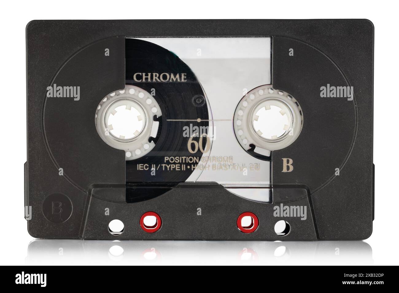 Nastro a cassetta cromato nero con dettagli rossi Foto Stock