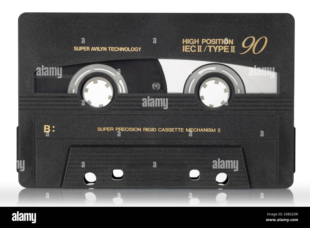 Cassetta audio nera con etichetta oro Foto Stock
