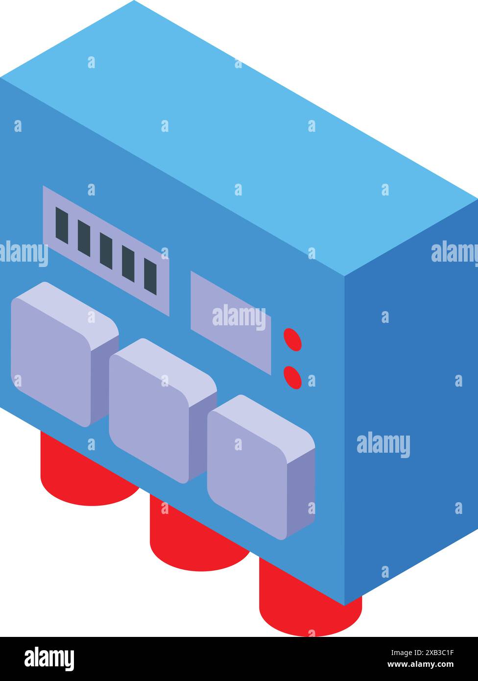 Scatola fusibili elettrica con pulsanti di emergenza rossi che garantiscono la sicurezza e la protezione da sovraccarico per i circuiti elettrici Illustrazione Vettoriale