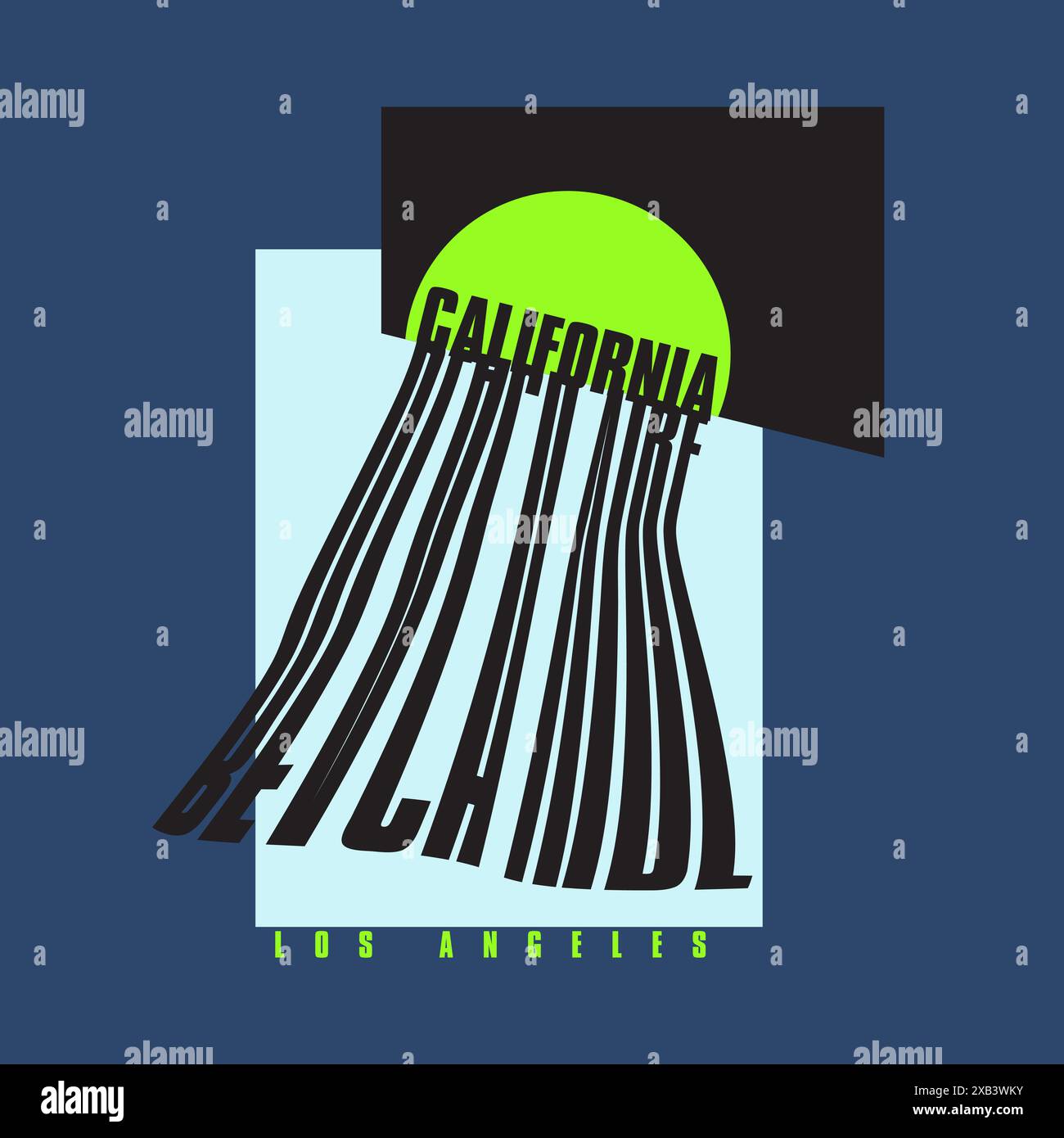 Atmosfera da spiaggia della California, stile moderno per poster tipografici di Los angeles Illustrazione Vettoriale