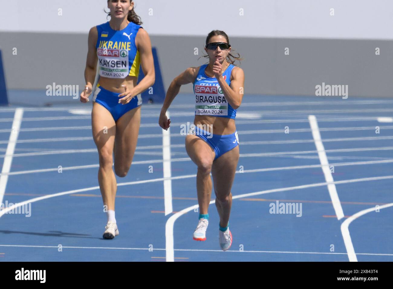 Roma, Italia. 10 giugno 2024. L'italiana Irene Siragusa gareggia 200m donne durante la 26a edizione dei Campionati europei di atletica leggera di Roma 2024 allo Stadio Olimpico di Roma, Italia - lunedì 10 giugno 2024 - Sport, Atletica (foto di Fabrizio Corradetti/LaPresse) crediti: LaPresse/Alamy Live News Foto Stock