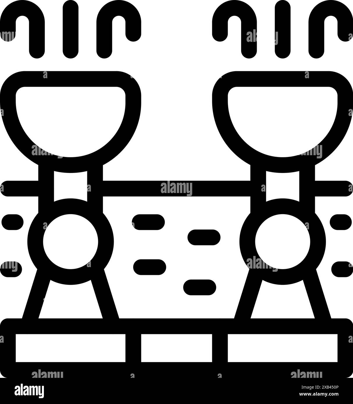 Semplice icona delle apparecchiature industriali che funzionano con il vapore che fuoriesce dai tubi Illustrazione Vettoriale