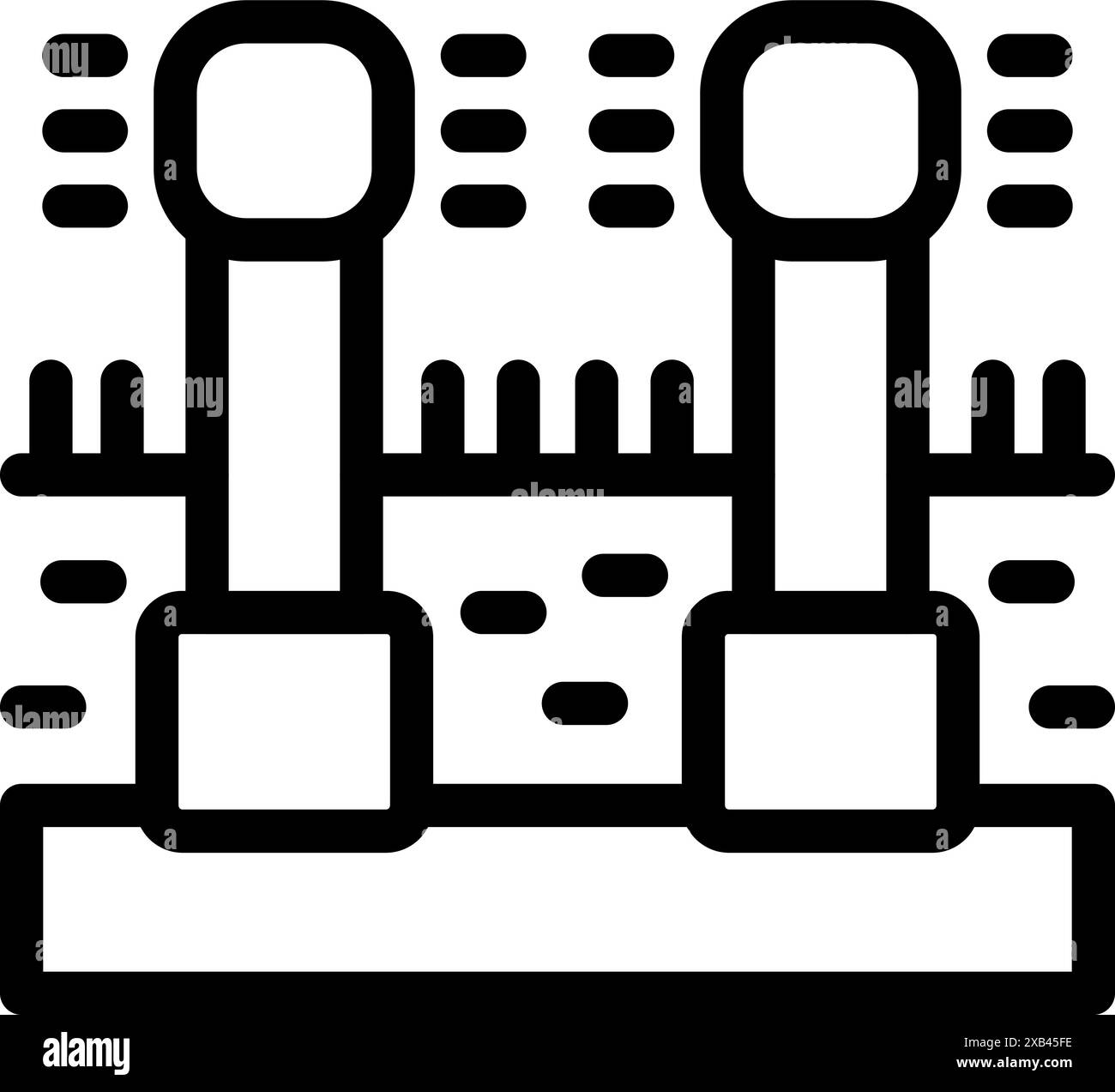 Semplice illustrazione line art dell'elettricità che passa attraverso un interruttore automatico Illustrazione Vettoriale