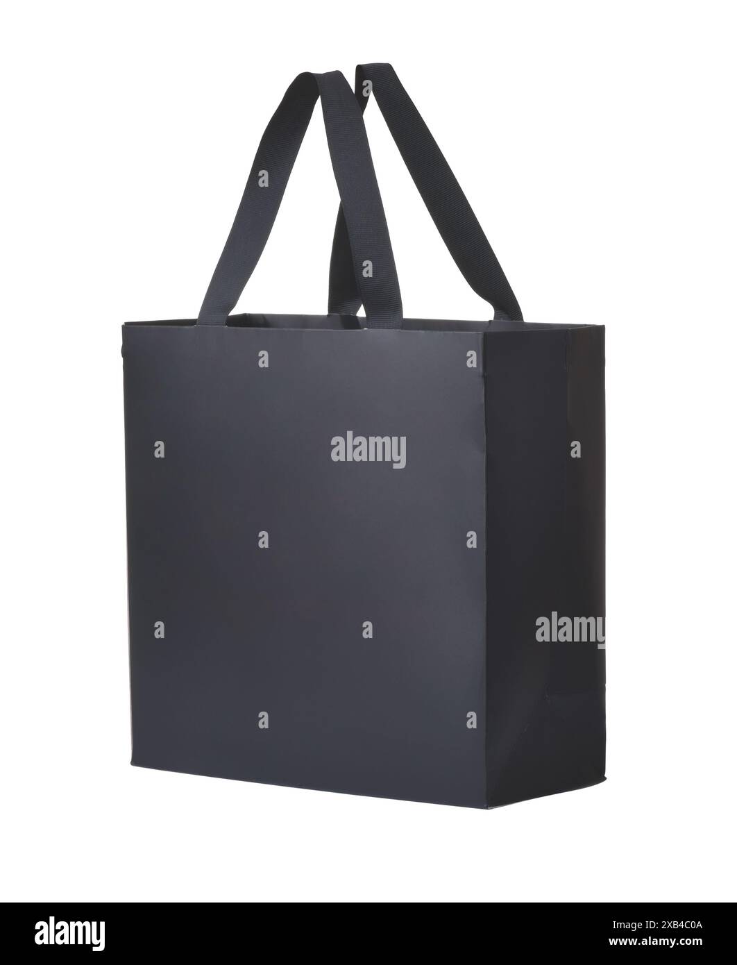Sacchetto per la spesa in carta nera isolato su bianco Foto Stock