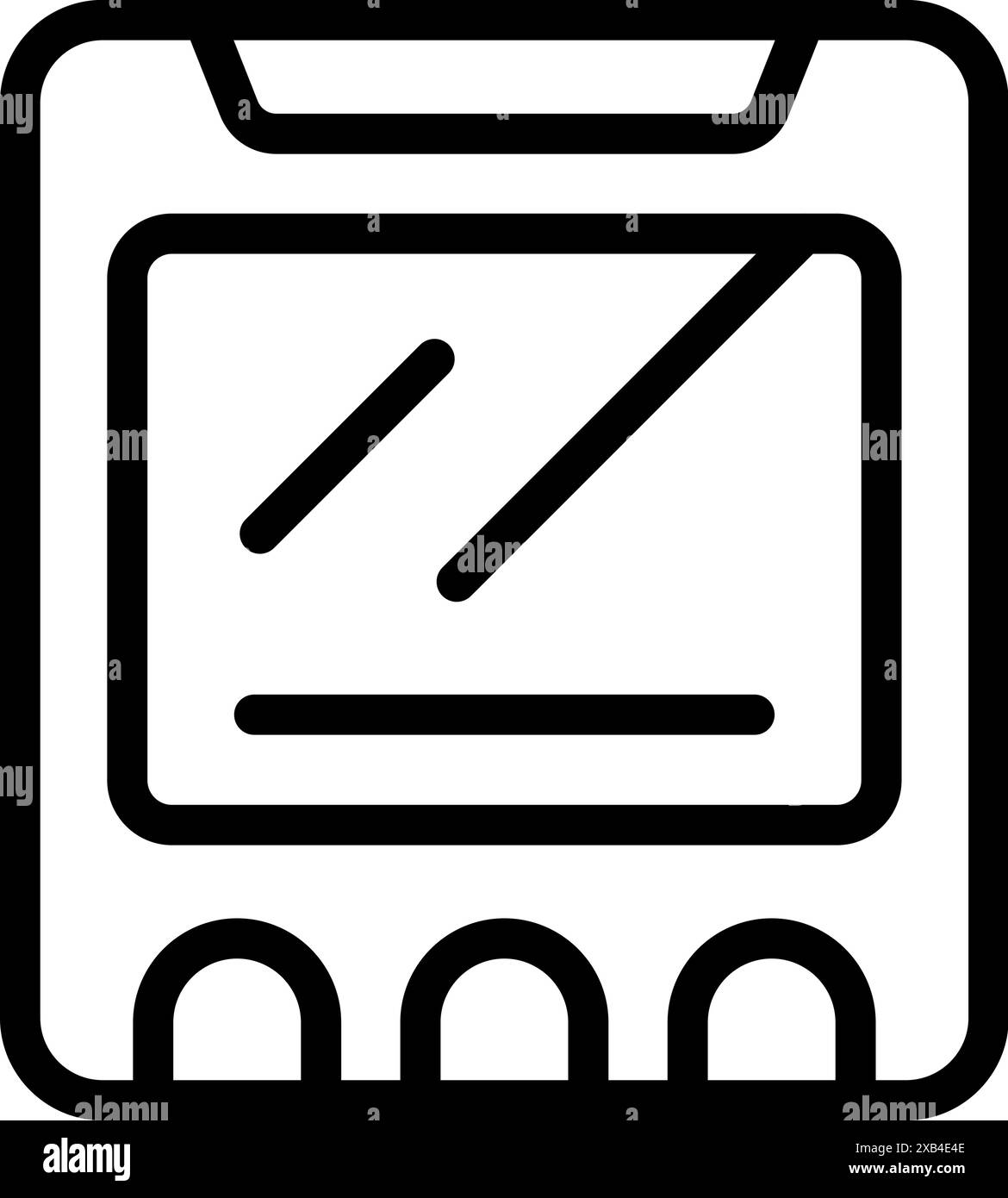 Semplice icona a forma di linea bianca e nera che rappresenta una cartuccia di gioco inserita in una console Illustrazione Vettoriale