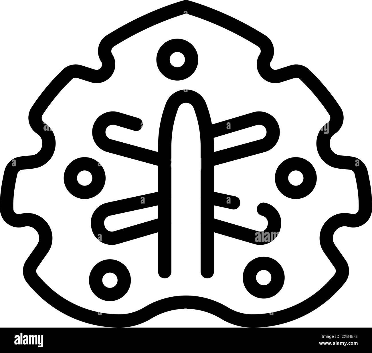 Icona lineare di un virus che attacca una cellula, perfetta per illustrare concetti di microbiologia e virologia Illustrazione Vettoriale