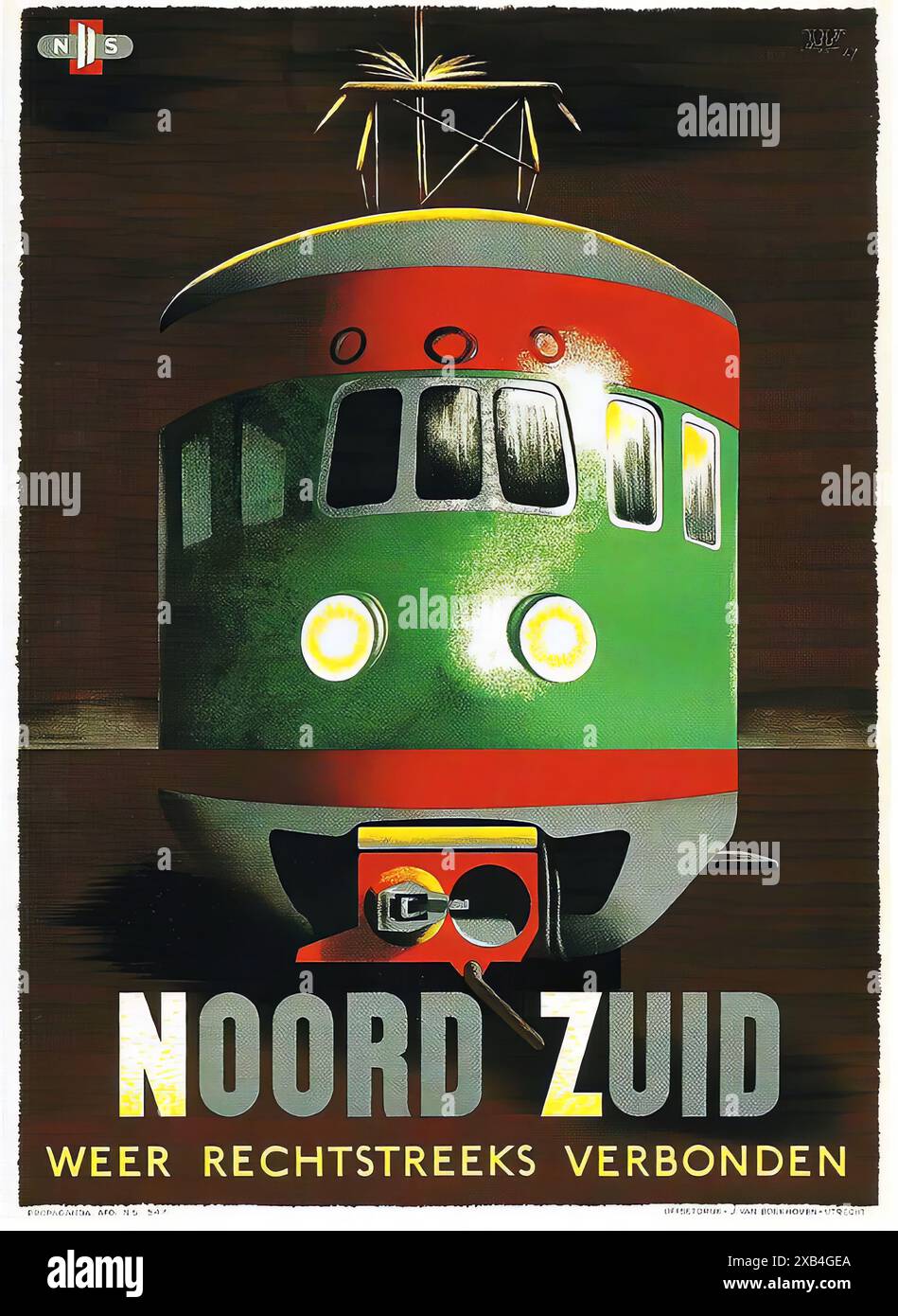 Noord Zuid Weer Rechtstreeks Verbonden - poster di viaggio d'epoca Foto Stock