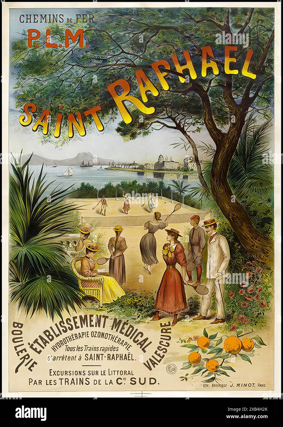 PLM Chemins de Fer. Saint Raphaël ... Etablissement médical... - Poster di viaggio d'epoca Foto Stock