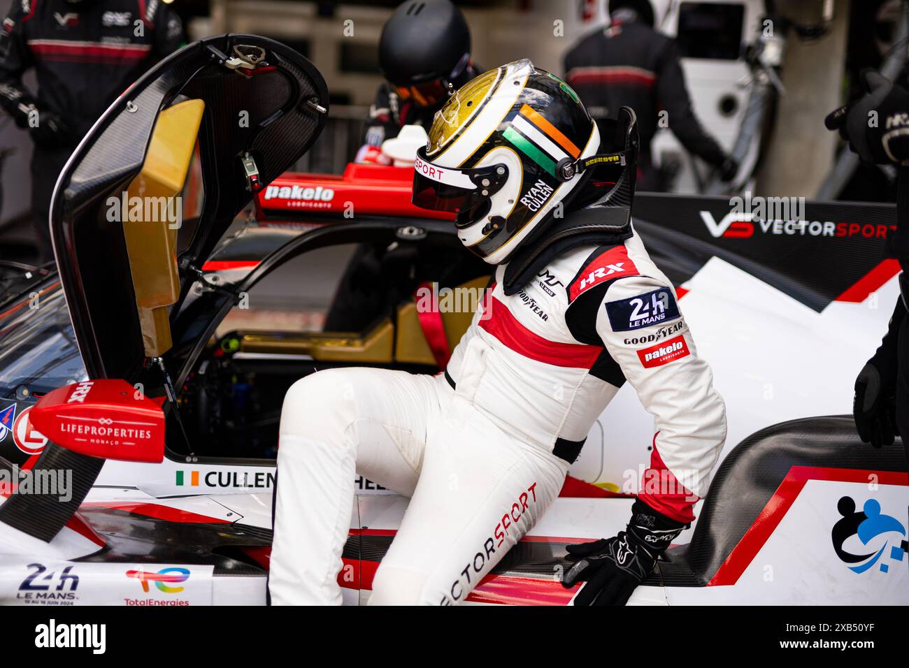 CULLEN Ryan (gbr), Vector Sport, Oreca 07 - Gibson #10, LMP2, ritratto durante le prove libere 1 - test Day della 24 ore di le Mans 2024, 4° round del FIA World Endurance Championship 2024, sul circuito des 24 Heures du Mans, il 9 giugno, 2024 a le Mans, Francia Foto Stock