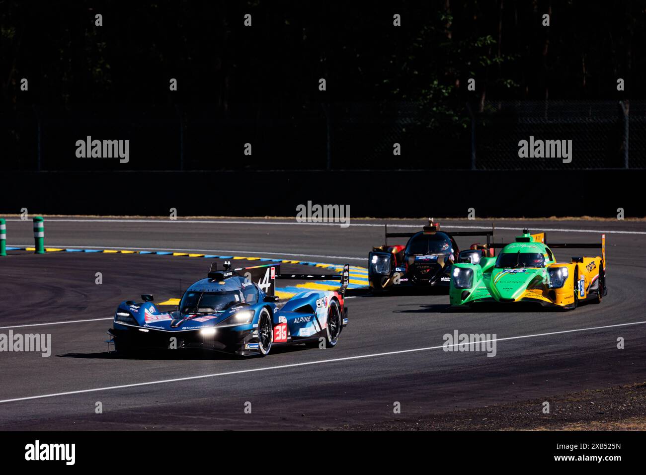 36 VAXIVIERE Matthieu (fra), SCHUMACHER Mick (ger), LAPIERRE Nicolas (fra), Alpine Endurance Team, Alpine A424 #36, Hypercar, FIA WEC, azione 34 SMIECHOWSKI Jakub (pol), LOMKO Vladislav (grd), NOVALAK Clement (fra), Inter Europol Competition, Oreca 07 - Gibson #34, LMP2, Action 24 SCHERER Fabio (swi), HEINEMEIER HANSSON David (dnk), SIMPSON Kyffin (usa), Nielsen Racing, Oreca #24, Oreca #07 azione durante le prove libere 1 - test Day della 24 ore di le Mans 2024, 4° round del Campionato Mondiale Endurance FIA 2024, sul circuito des 24 Heures du Mans, il 9 giugno 2024 a le Mans Foto Stock