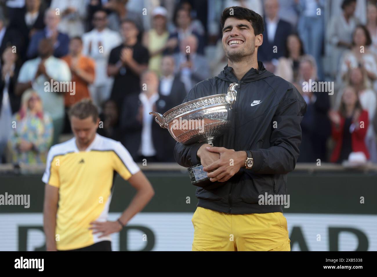 Vincitore Carlos Alcaraz di Spagna durante la cerimonia del podio della