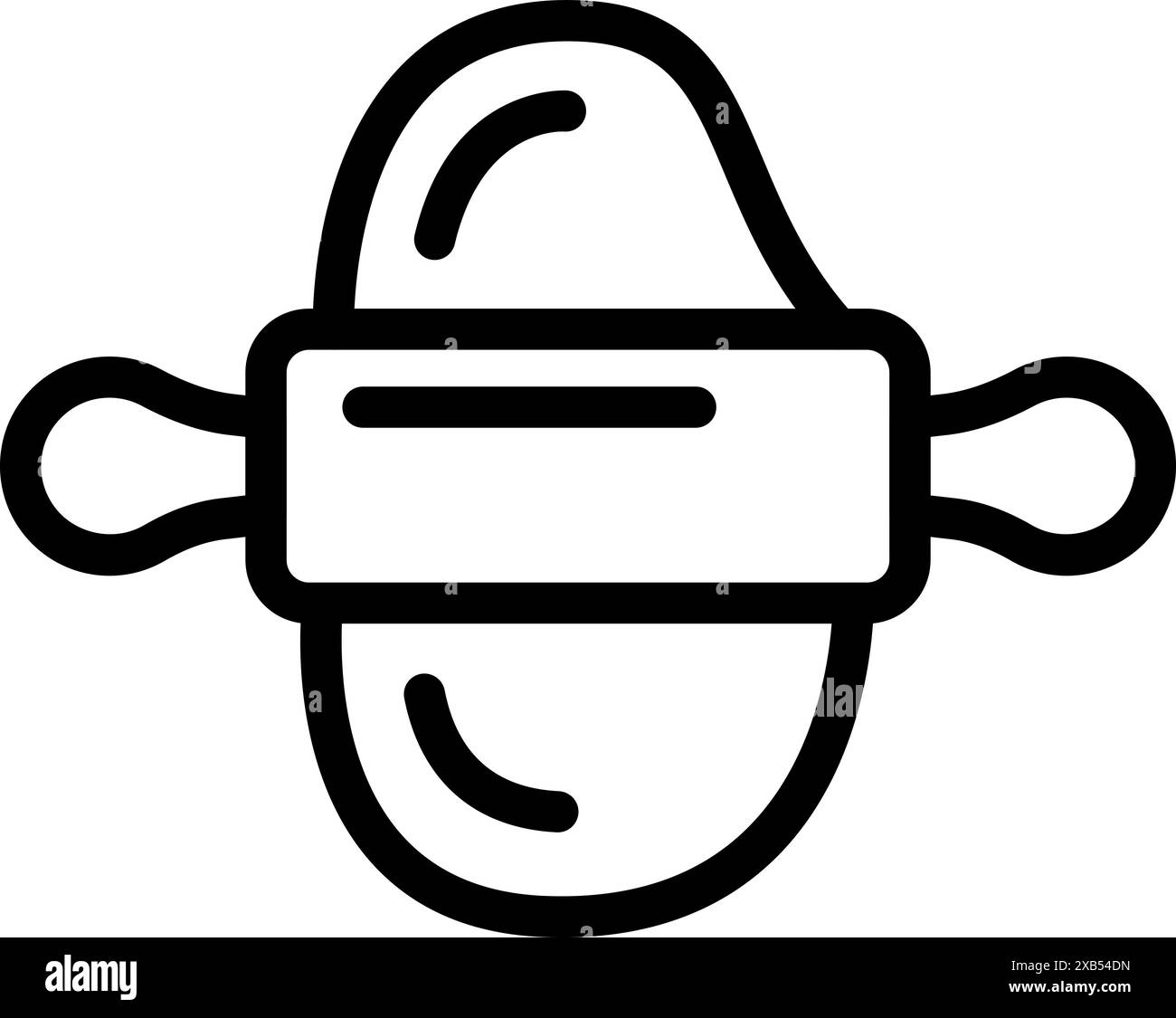 Il panettiere sta arrotolando l'impasto con un mattarello, creando un foglio piatto di pasta per deliziosi prodotti da forno Illustrazione Vettoriale