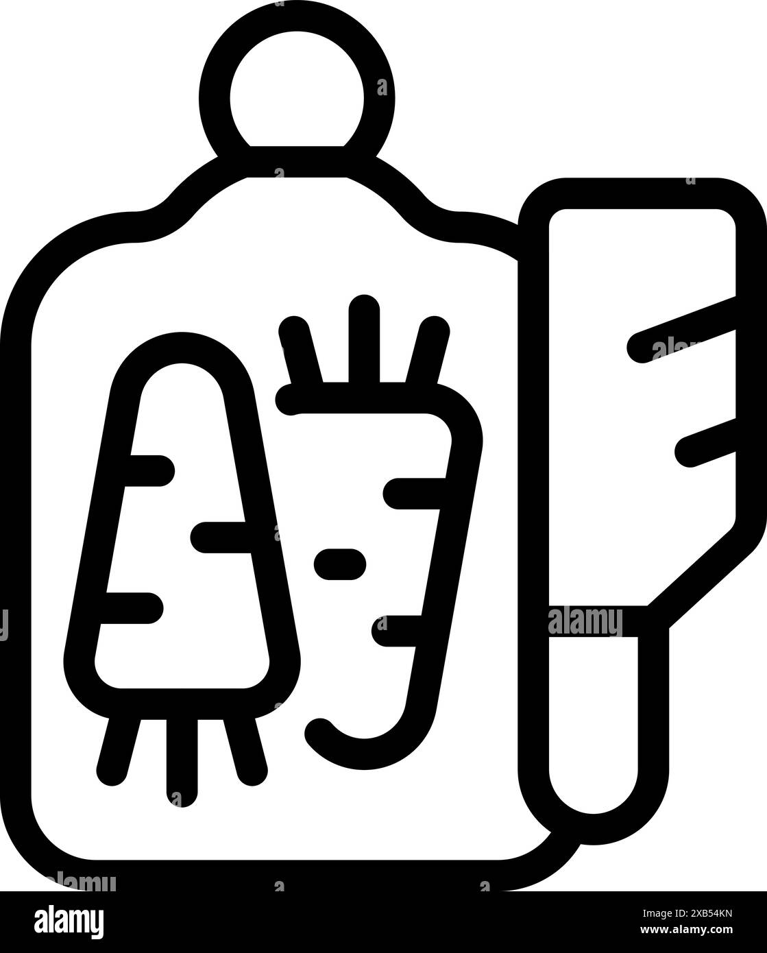 Semplice icona di carote e un coltello su un tagliere, perfetto per ricette o siti web di cucina Illustrazione Vettoriale