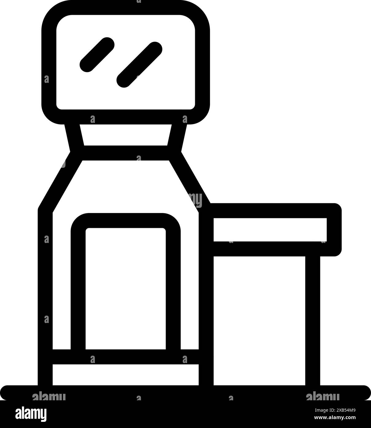 Scanner a corpo intero in piedi al checkpoint di sicurezza dell'aeroporto che controlla i passeggeri per individuare oggetti pericolosi e illegali Illustrazione Vettoriale