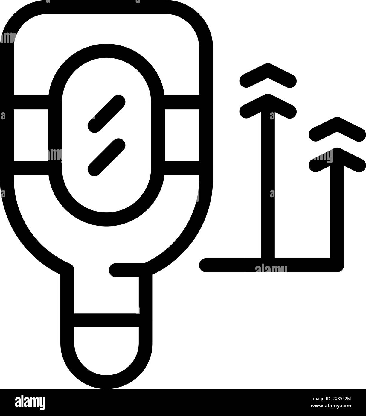 Rilevatore di metalli icona di rilevamento di metalli sotterranei, stile di contorno Illustrazione Vettoriale