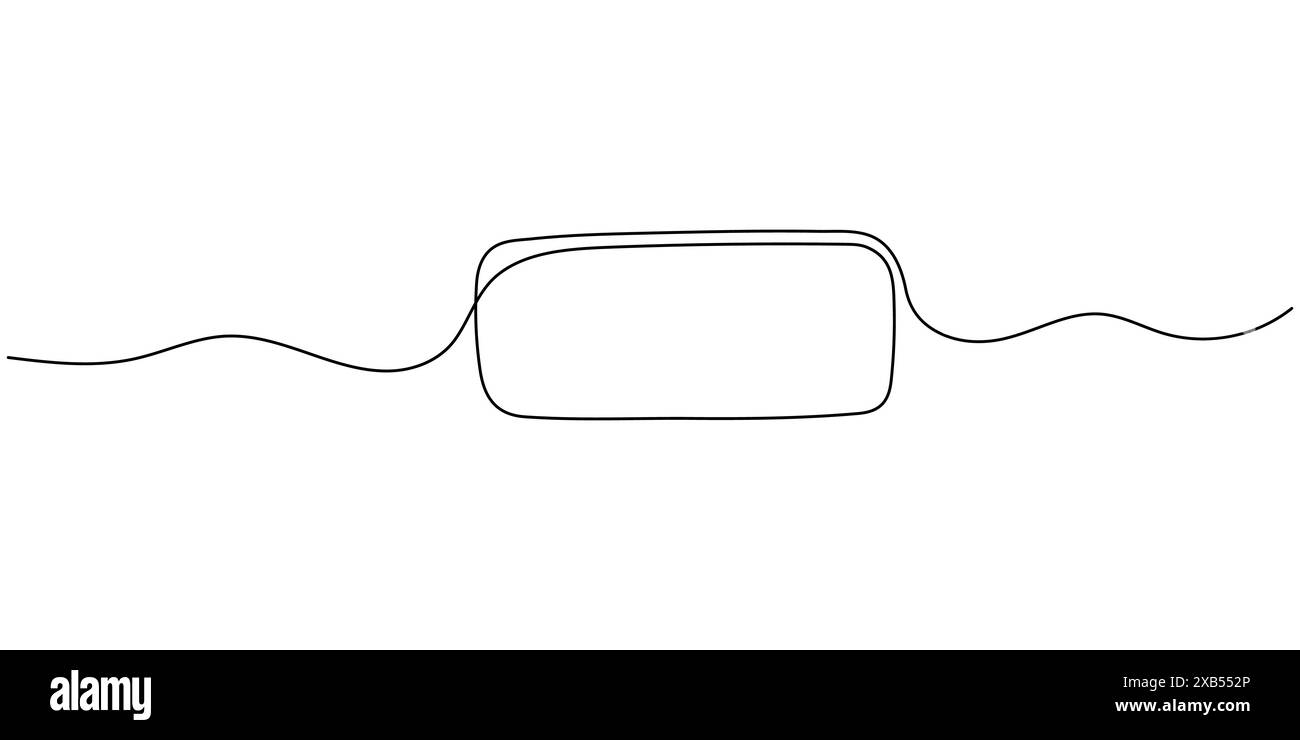 Icona a una riga di un riquadro geometrico rettangolare. Spazio per messaggi, notifiche, messaggi. Illustrazione vettoriale per le linee modificabili Illustrazione Vettoriale