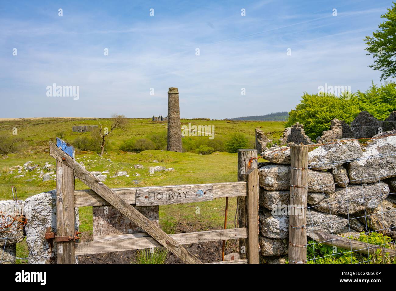 Il camino a Powdermills tra Postbridge e Two Bridges Dartmoor Devon Foto Stock