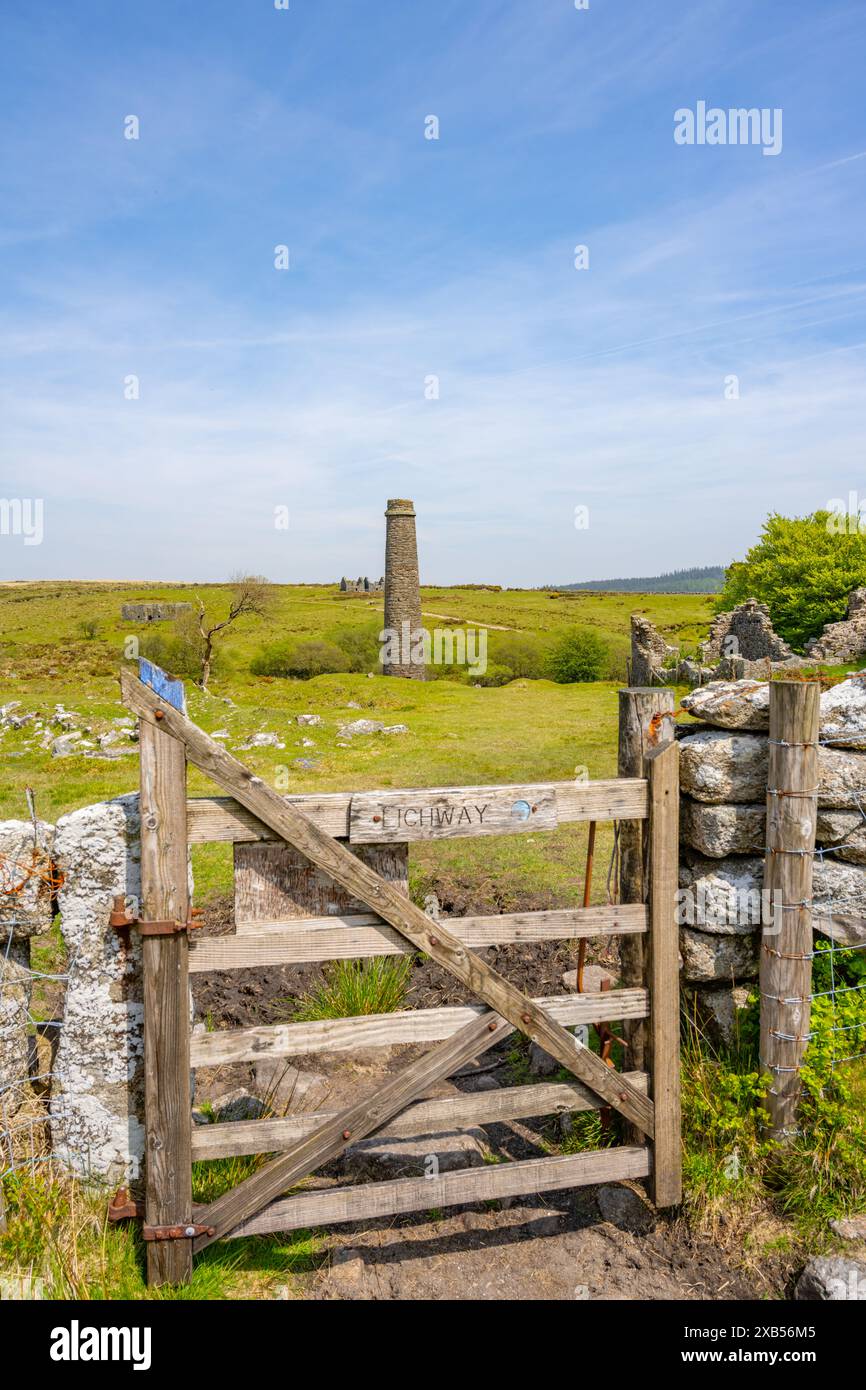 Il camino a Powdermills tra Postbridge e Two Bridges Dartmoor Devon Foto Stock