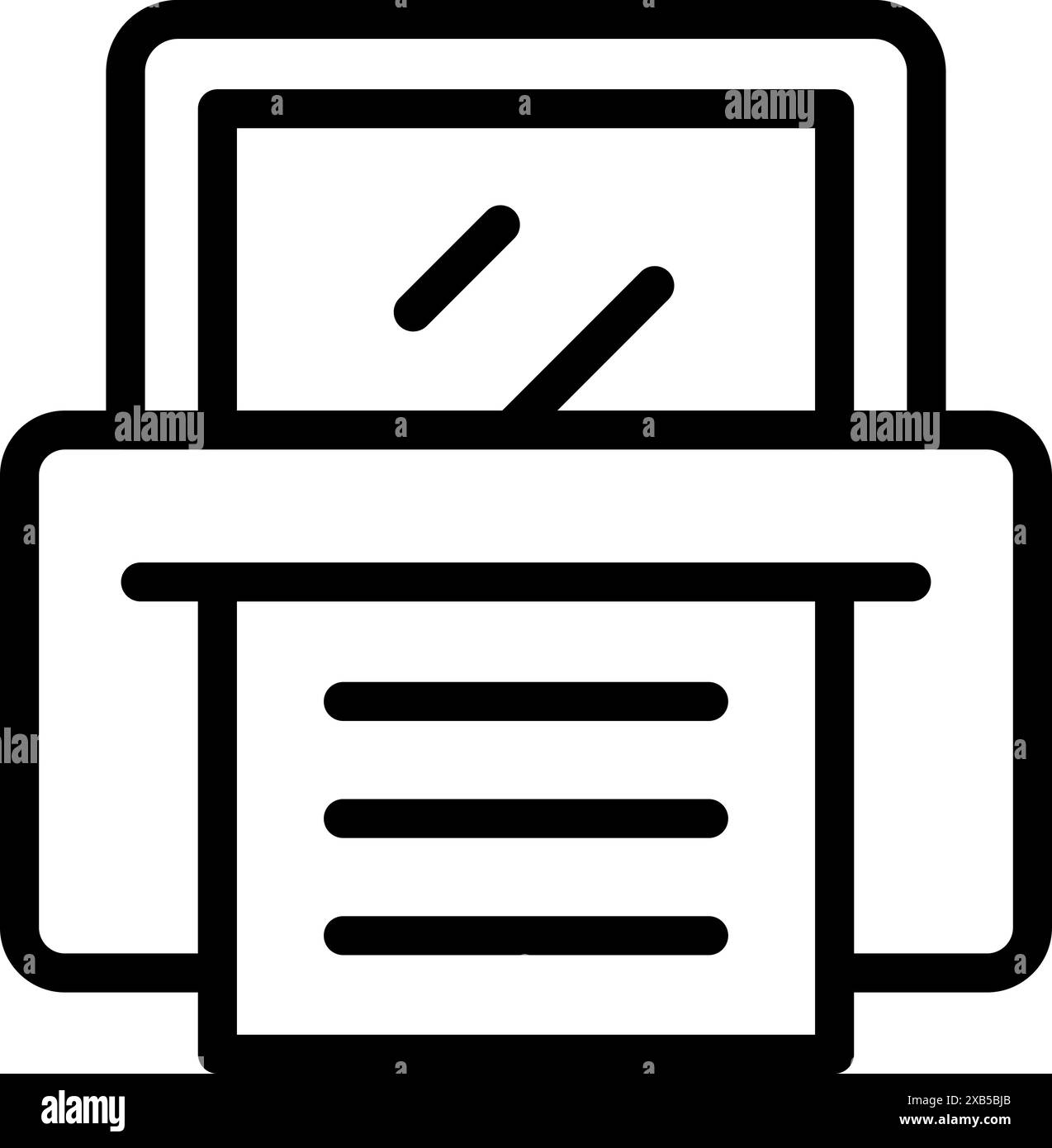 Illustrazione di base di una stampante per ufficio che stampa attivamente documenti importanti Illustrazione Vettoriale