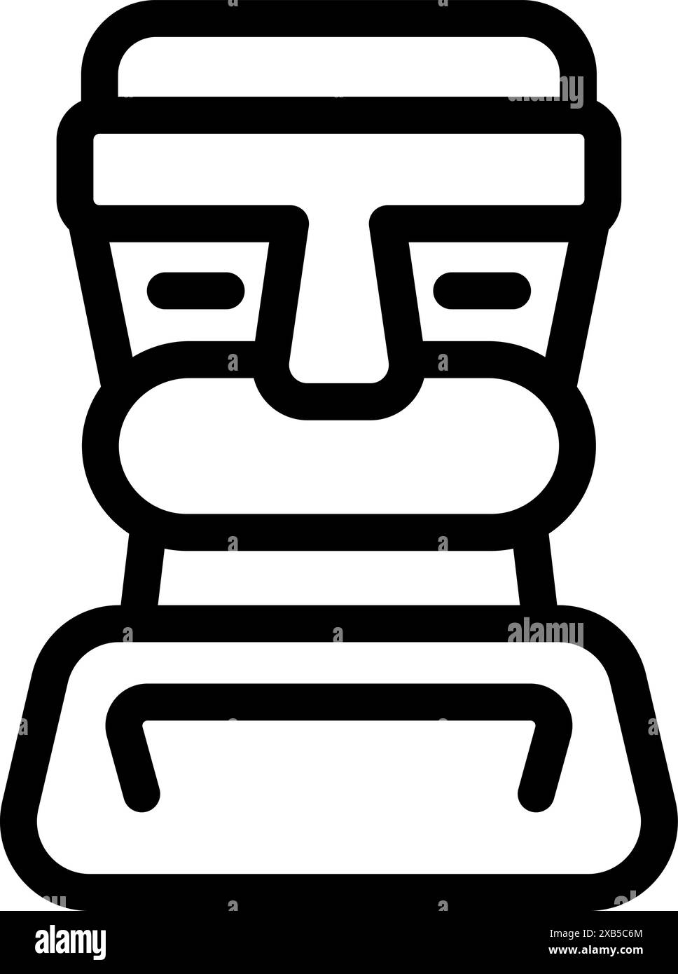 Semplice arte in linea bianca e nera di una statua moai, una figura umana monolitica scolpita dal popolo rapa nui Illustrazione Vettoriale