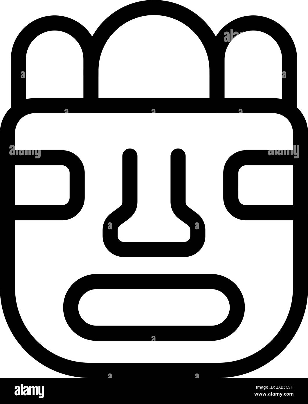 Semplice ma evocativa illustrazione in linea di una maschera maya, che cattura l'essenza di antichi rituali e credenze Illustrazione Vettoriale