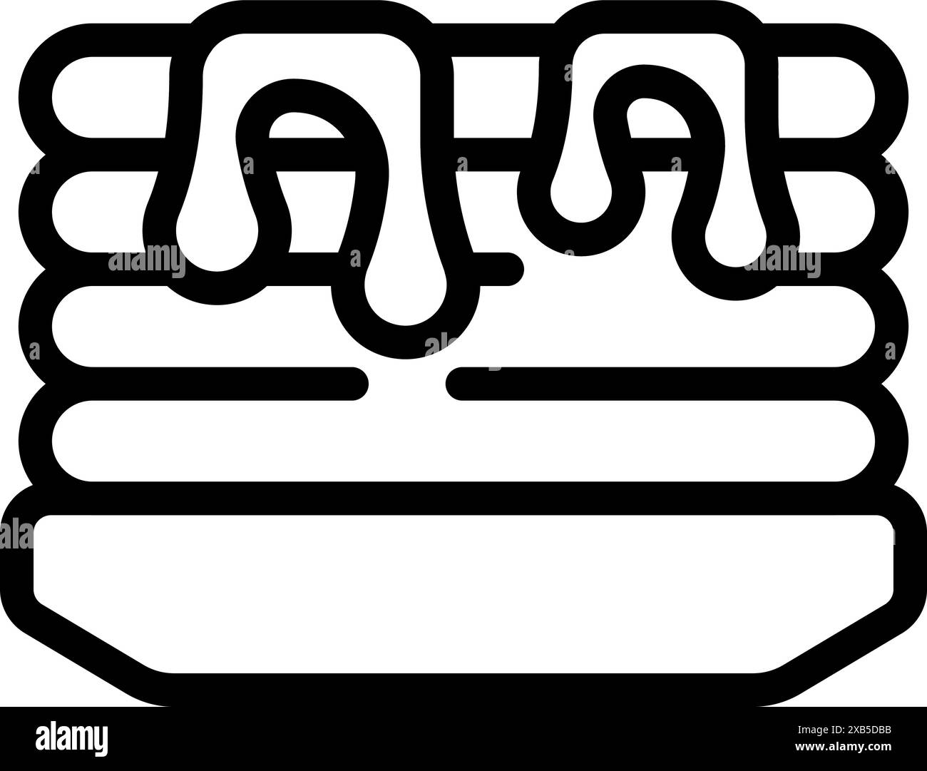 Una pila di pancake viene mostrata con sciroppo che gocciola sui lati, riportando ricordi delle colazioni d'infanzia Illustrazione Vettoriale