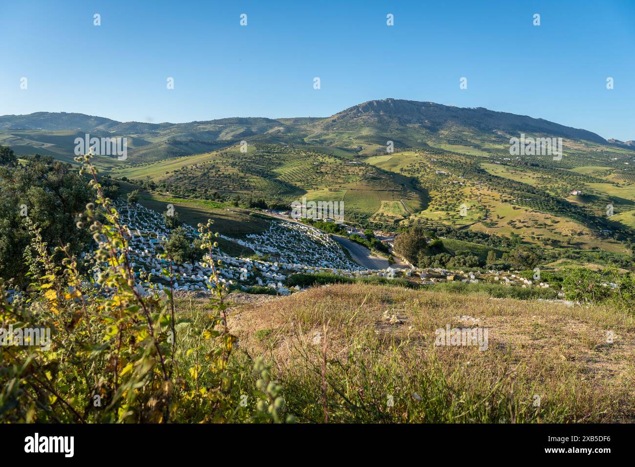 Bab Guissa Cemetery a Fez, Historic Moroccan Burial Grounds Foto Stock