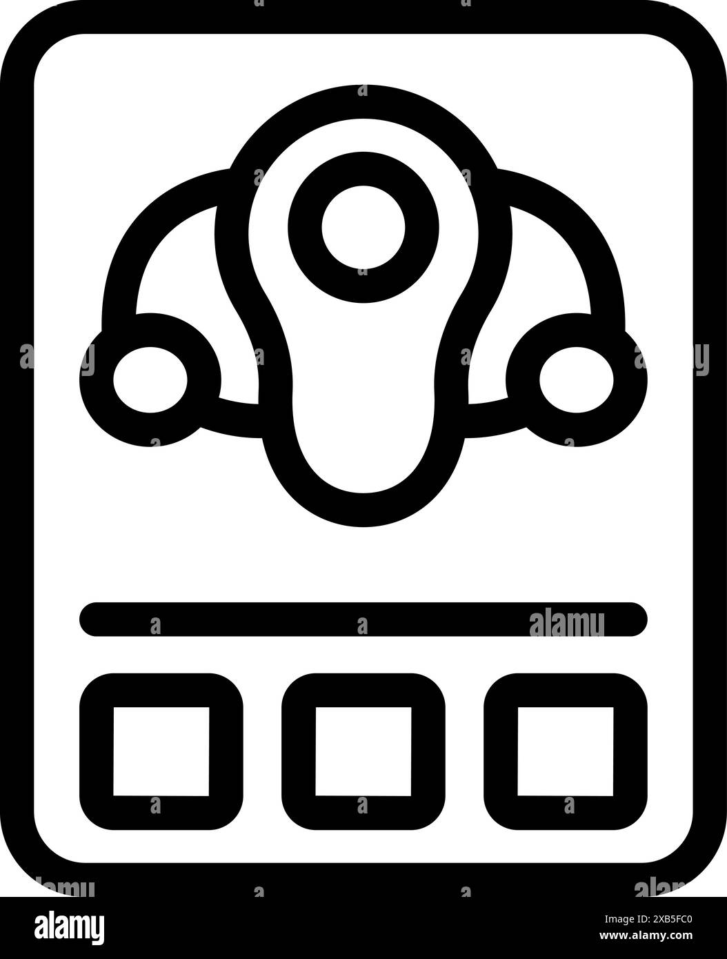 Smartphone che visualizza un'app di carpooling con tre passeggeri e il punto di destinazione Illustrazione Vettoriale