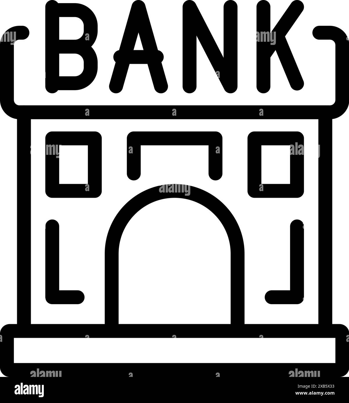 Semplice icona a forma di riga di un edificio bancario che rappresenta i servizi finanziari Illustrazione Vettoriale