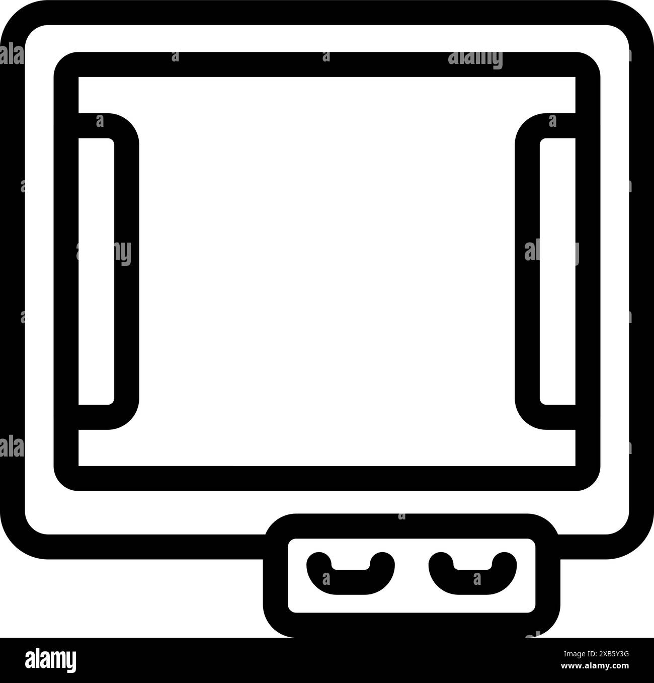 Disegno in linea di un campo da calcio dall'alto che mostra le aree di rigore, le linee di contatto, la linea intermedia e il cerchio centrale Illustrazione Vettoriale