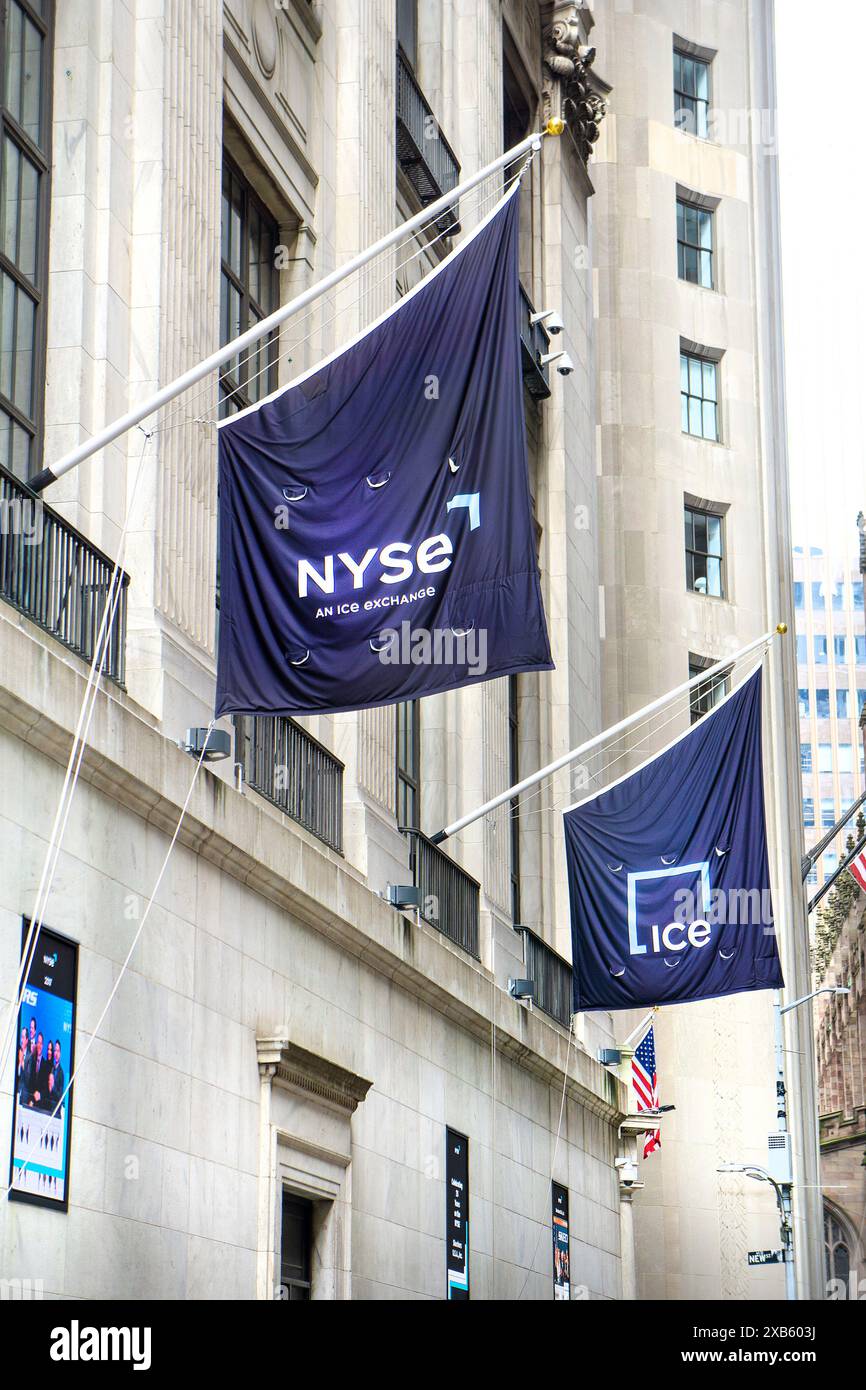 New York Stock Exchange, edificio esterno, New York City, New York, Stati Uniti Foto Stock