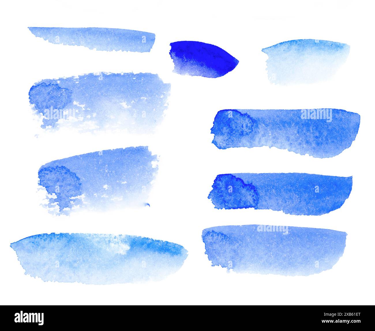 I tratti di pennello ad acquerello blu offrono un'espressione artistica audace con un'atmosfera marina Foto Stock I tratti di pennello ad acquerello blu offrono un'espressione artistica audace con un'atmosfera marina Foto Stock