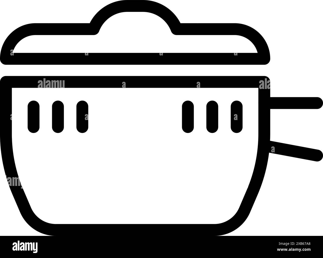 Semplice disegno in bianco e nero di un cuoci riso, perfetto per rappresentare la cucina e gli elettrodomestici da cucina Illustrazione Vettoriale