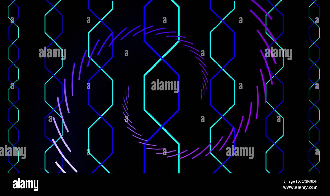 Le forme geometriche astratte nei colori al neon creano un motivo affascinante Foto Stock