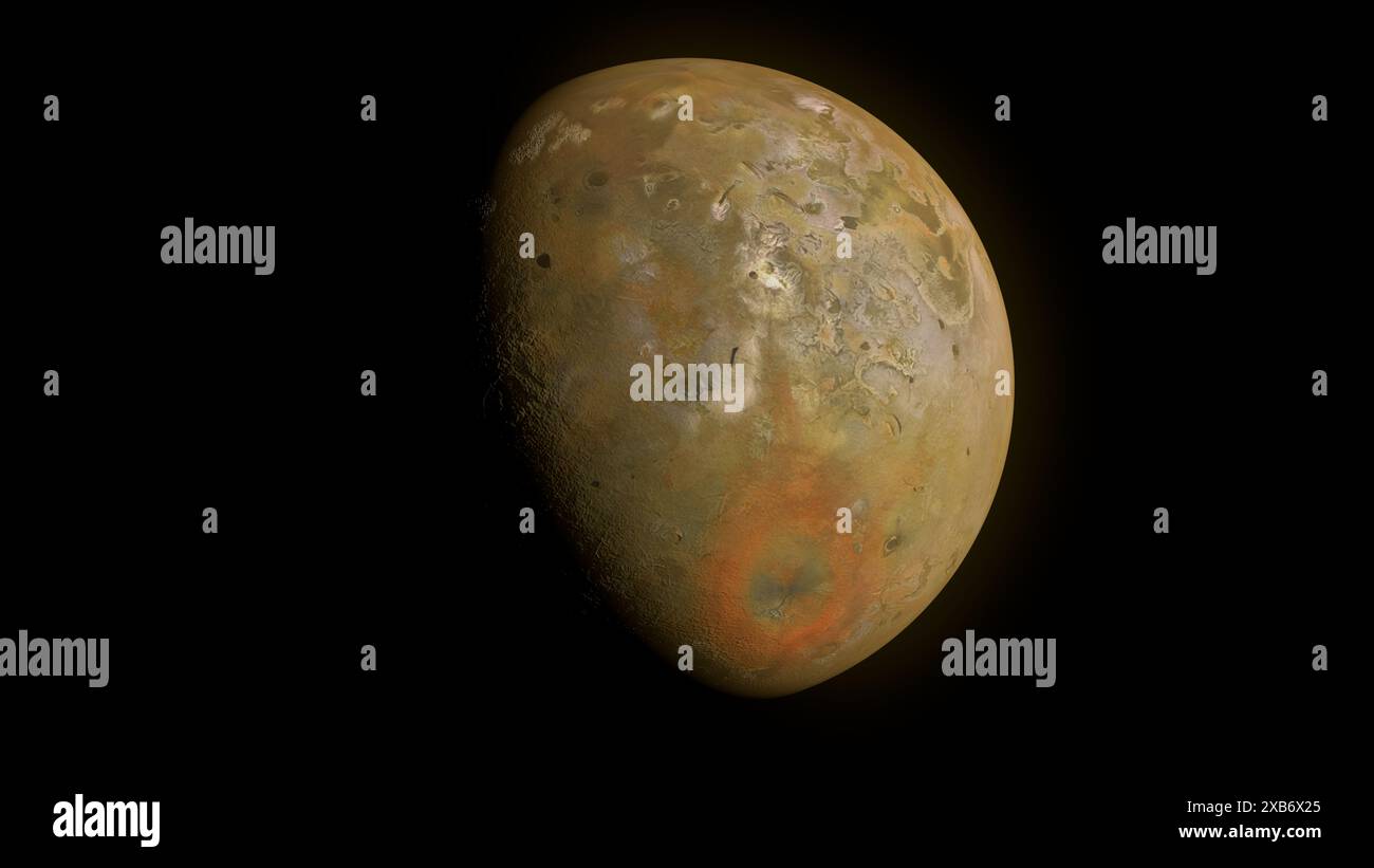 Io, o Giove i, è la più interna e la seconda più piccola delle quattro lune galileiane del pianeta Giove. Foto Stock