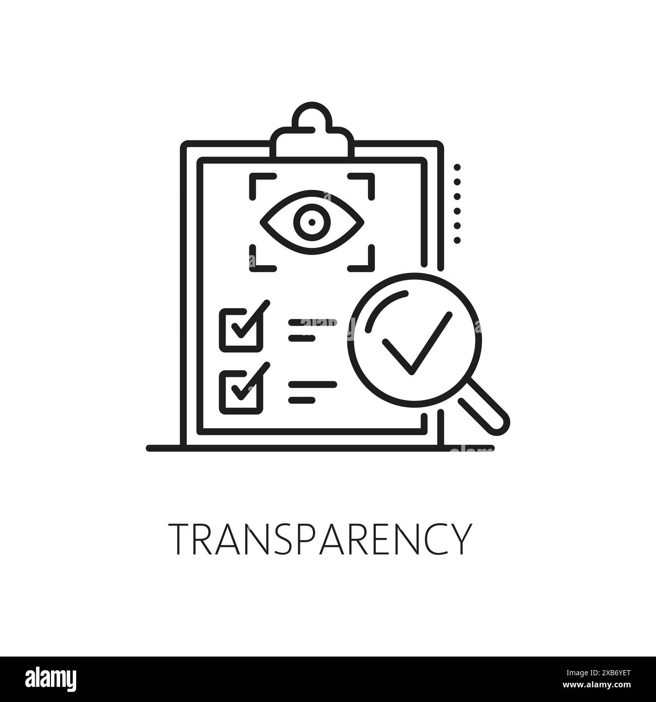 Icona dell'analisi finanziaria di trasparenza in termini di budget, ricavi e ricavi, vettore di linee. Attività bancarie e contabilità, analisi finanziaria icona della trasparenza dei profitti, delle transazioni fiscali e fiscali Illustrazione Vettoriale