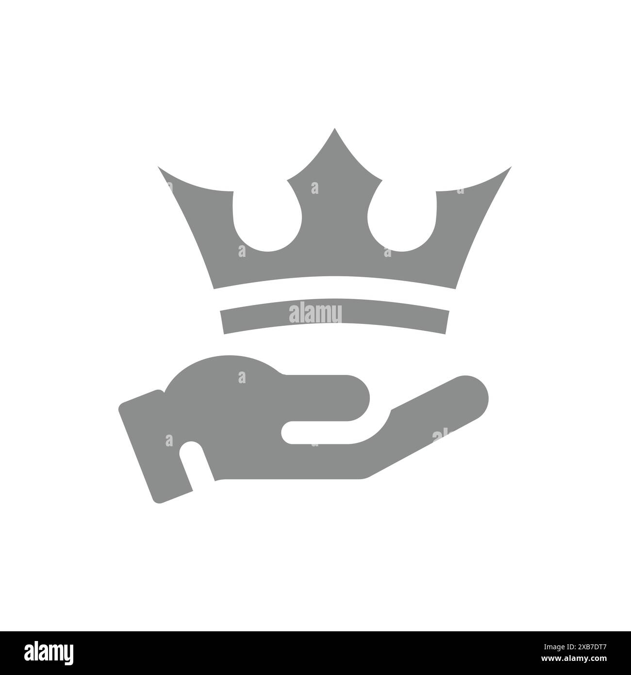 Servizio eccellente con mano e corona. Fornitore di clienti di alta qualità, icona vettoriale di lusso. Illustrazione Vettoriale