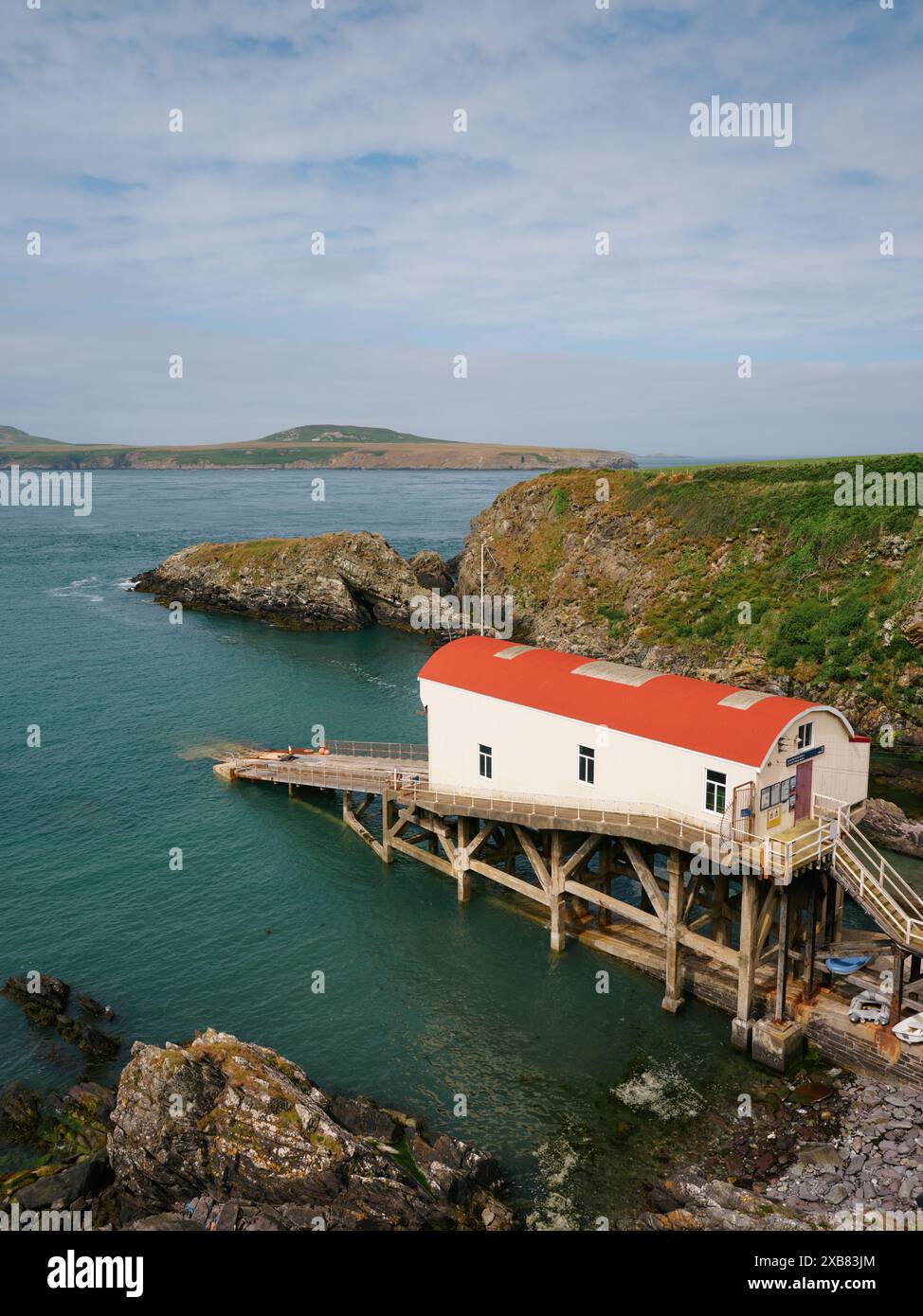 La vecchia RNLI St Davids Lifeboat Station, St Justinian, St Davids, Haverfordwest Wales Regno Unito Foto Stock