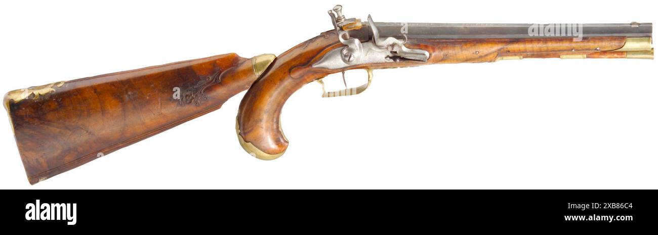 Armi leggere, pistole, pistole a pietra focaia, Johann Georg Siedler, Rosenberg, Boemia, circa 1780, con azioni a spalla, IMMOBILE RILASCIATO Foto Stock