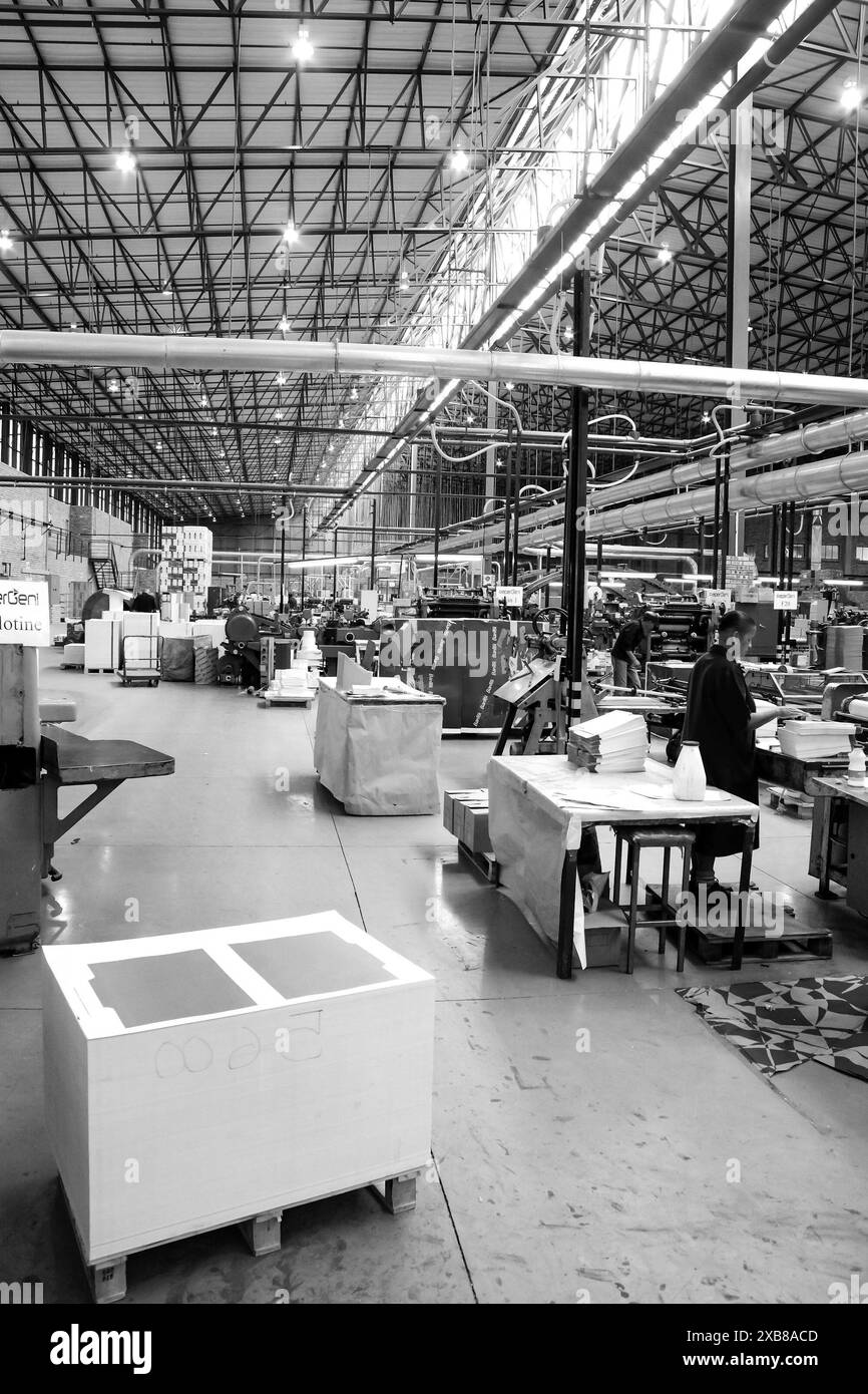 Immagine monocromatica degli interni di un impianto industriale Foto Stock