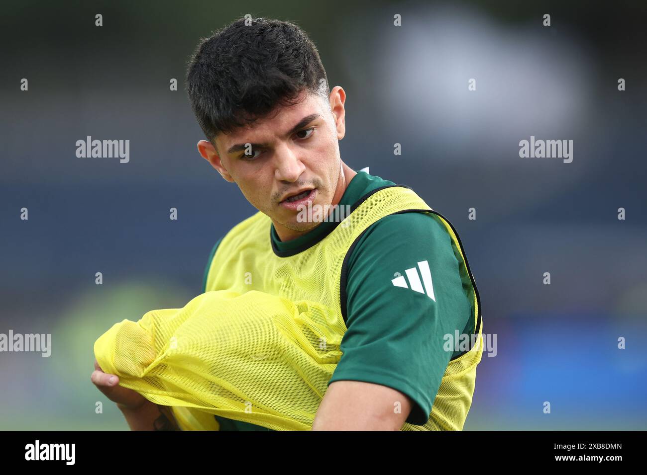 Raoul Bellanova in azione durante l'amichevole tra Italia e Bosnia ed Erzegovina allo Stadio Carlo Castellani il 9 giugno 2024 a Empoli, Italia. Foto Stock