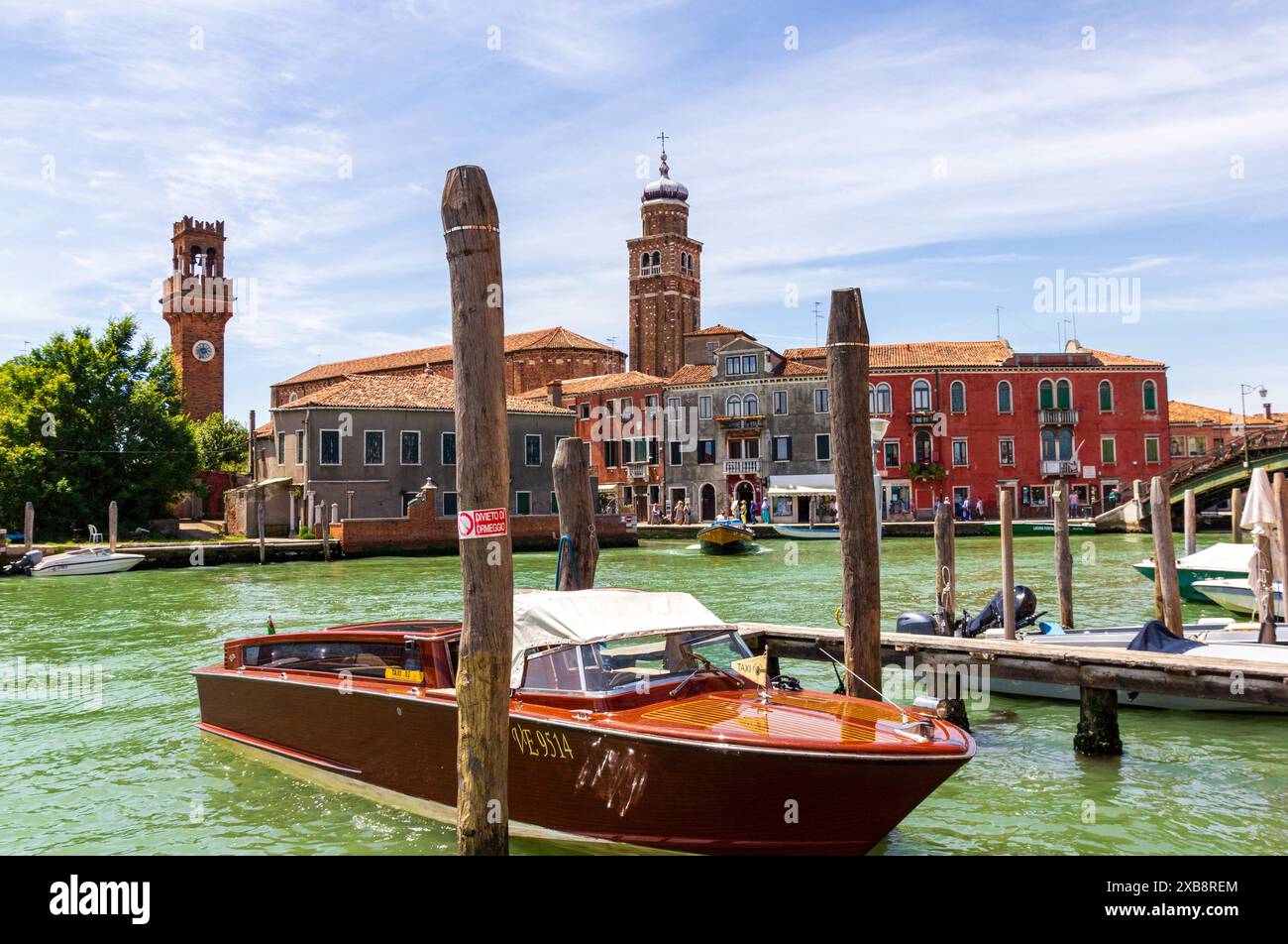 Taxi d'acqua, Riva Longa, Murano, Venezia Foto Stock