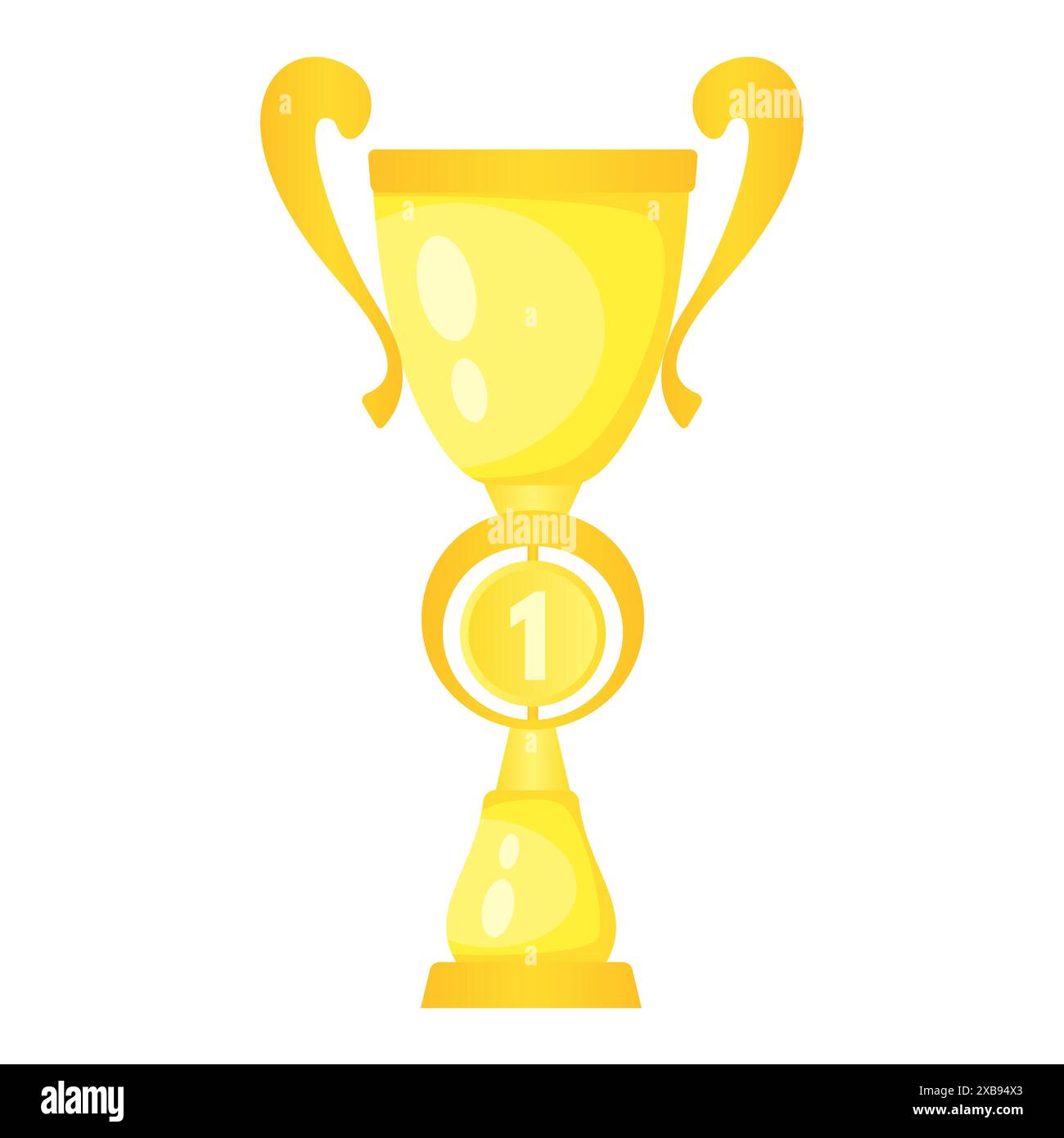 Coppa Vector Golden Trophy Champion. Premio del campionato per il primo posto. Simbolo della vittoria isolato su sfondo bianco. Illustrazione Vettoriale