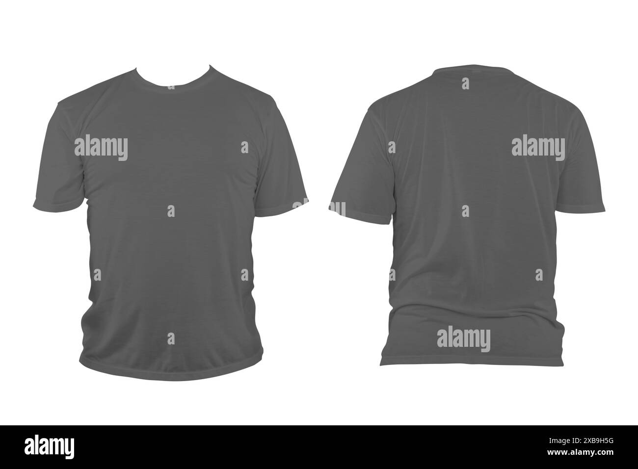 T-shirt grigio scuro con collo rotondo, collarless e maniche. La maglietta era sbottonata e non aveva alcun design o messaggio. Tracciato di ritaglio. Foto Stock