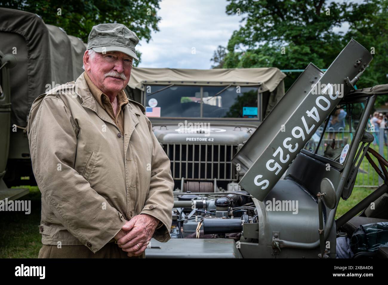 Re-Enactor del D-Day dal Texas al 80° anniversario del D-Day al Southwick Revival nel giugno 2024. Foto Stock